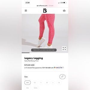 Buffbunny Bossy print salsa red leggings size large